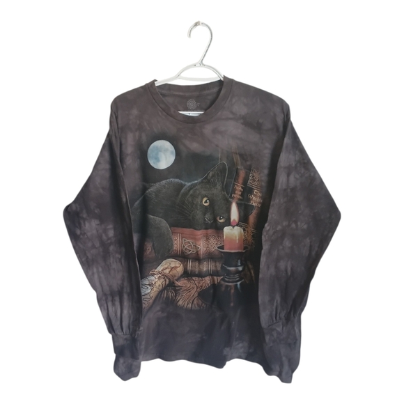 The Mountain Other - The Mountain Black Cat Moon Candle Potions  Graphic Long Sleeve Tee Large Spooky